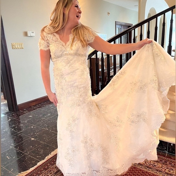 Allure Bridal C150 Mermaid Wedding Dress with Lace,Swarovski Crystals and Train - Picture 12 of 16